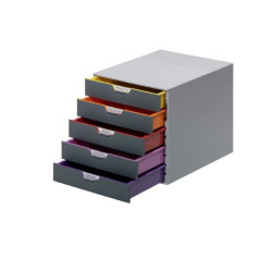 Cassettiere da scrivania Varicolor® Durable - grigio e multicolore - 5 cassetti - 5 cm